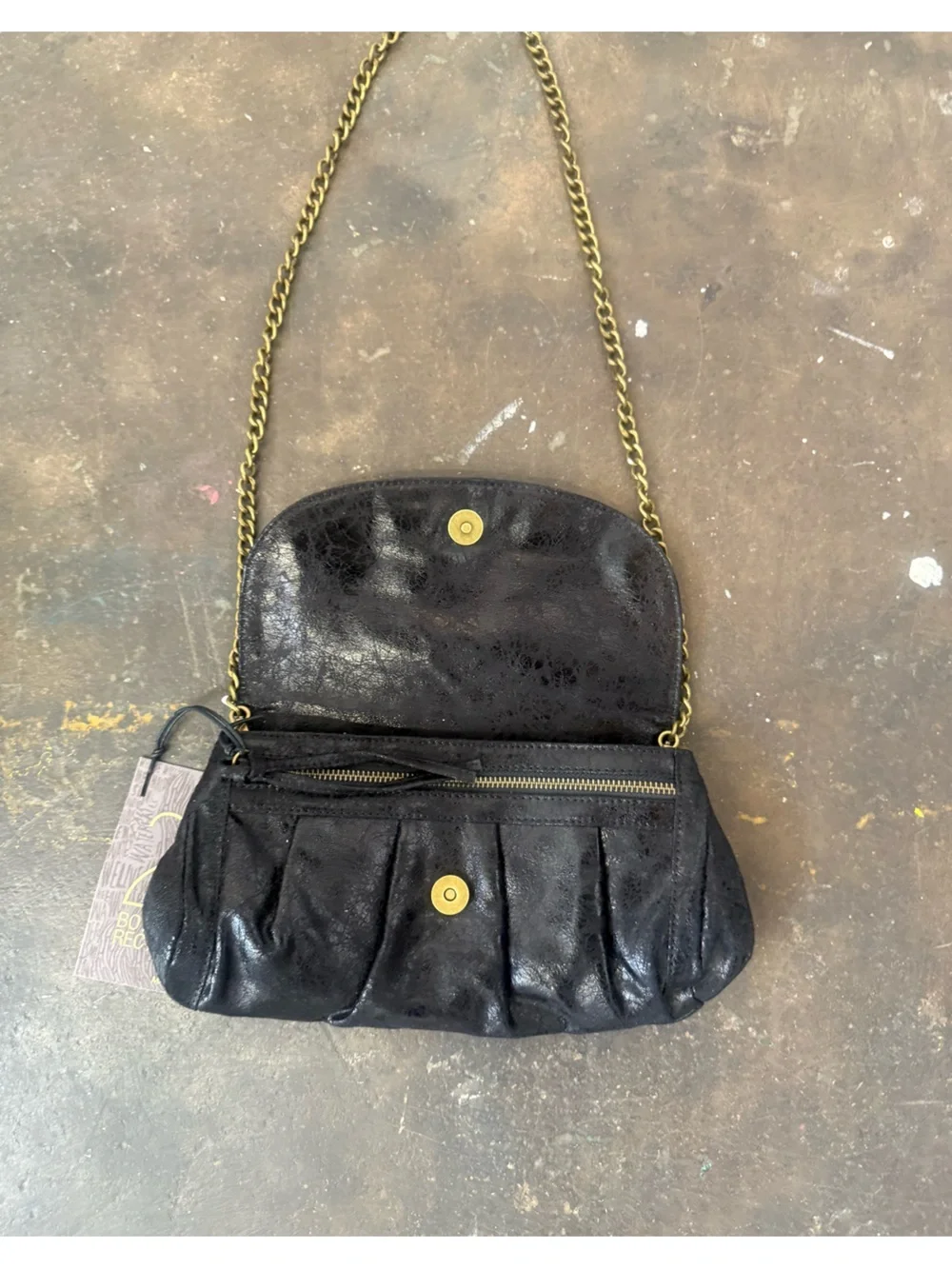 Black Studded Chain Crossbody Bag for Women